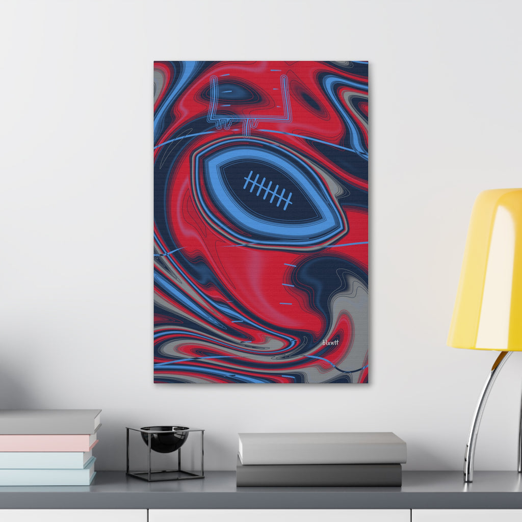 Navy, Light Blue & Red Trippy Football Glossy Canvas