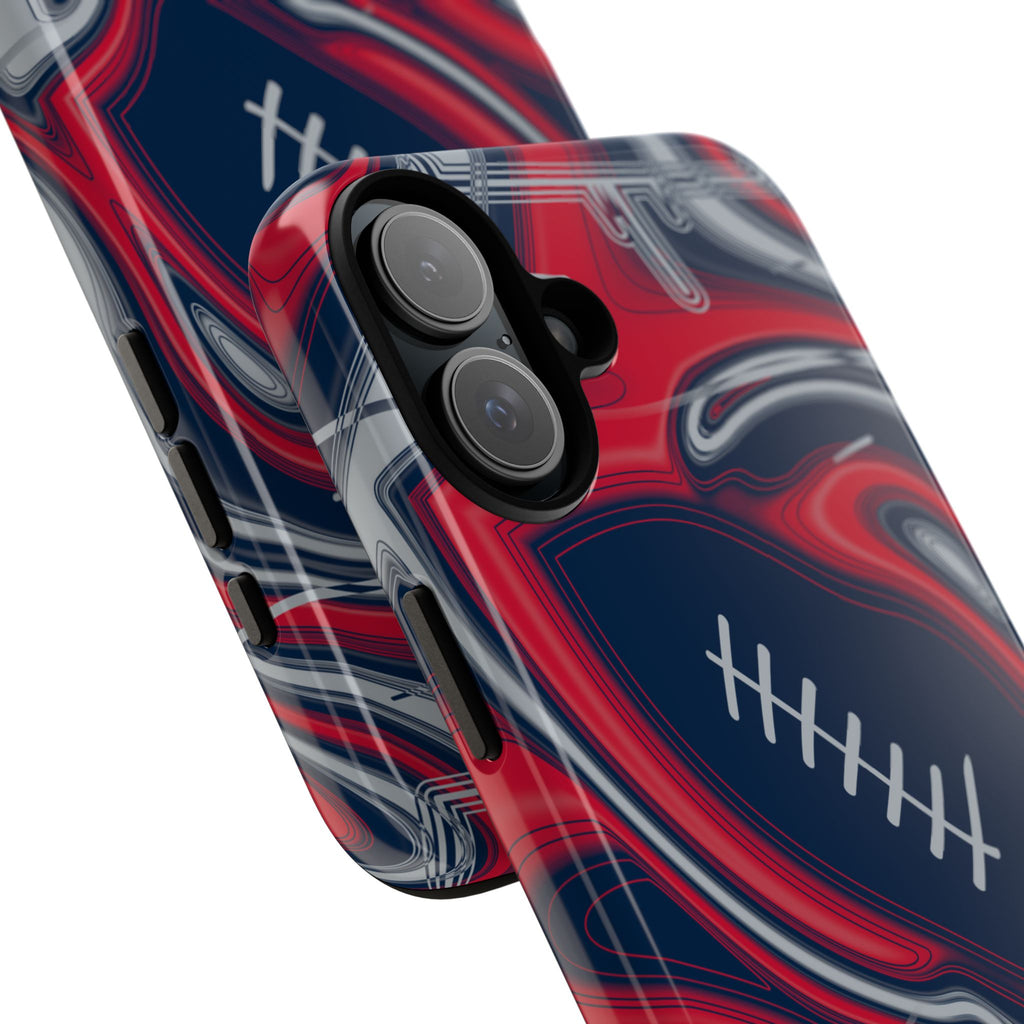 Navy, Red & Silver Trippy Football Phone Case