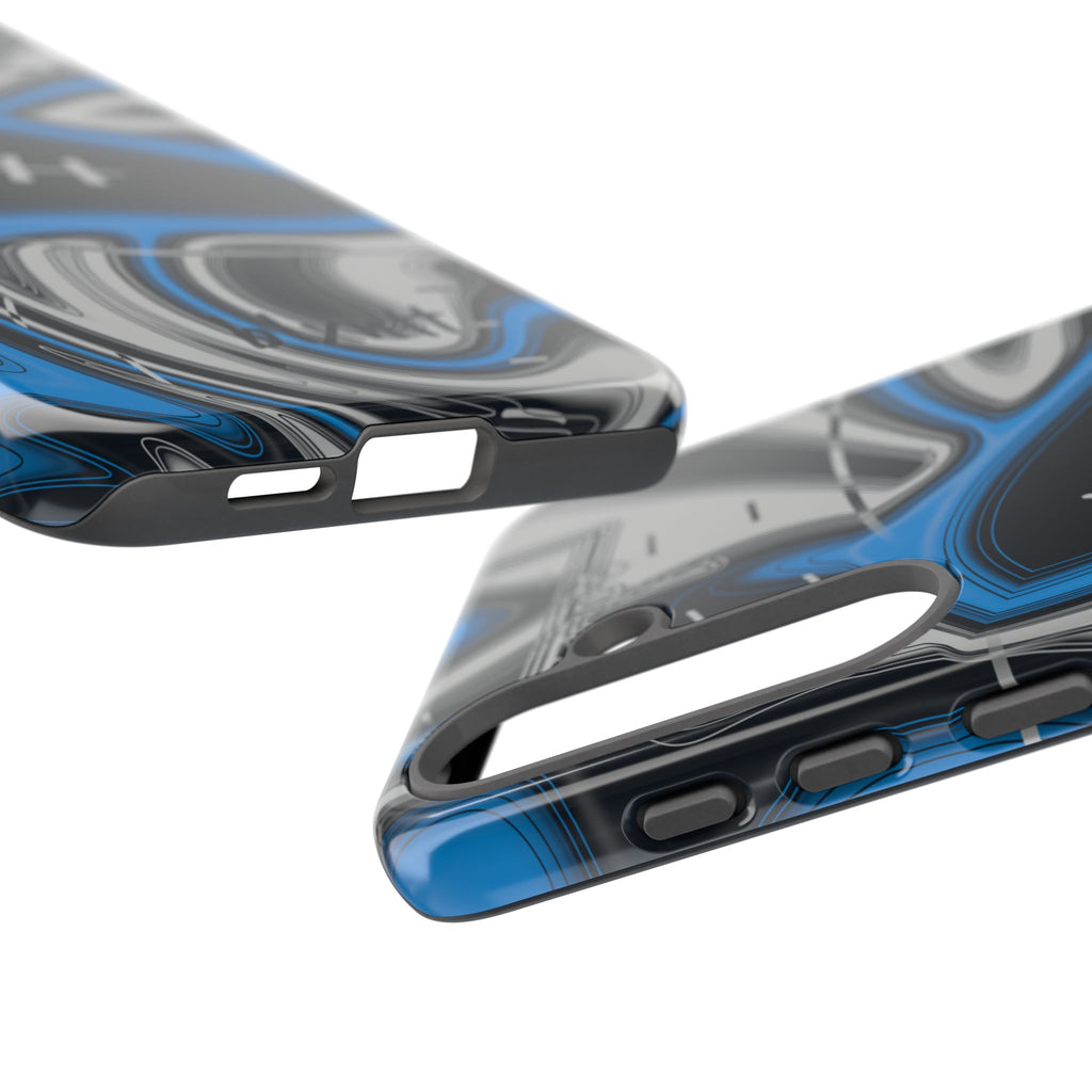 Sky Blue, Black & Silver Trippy Football Phone Case