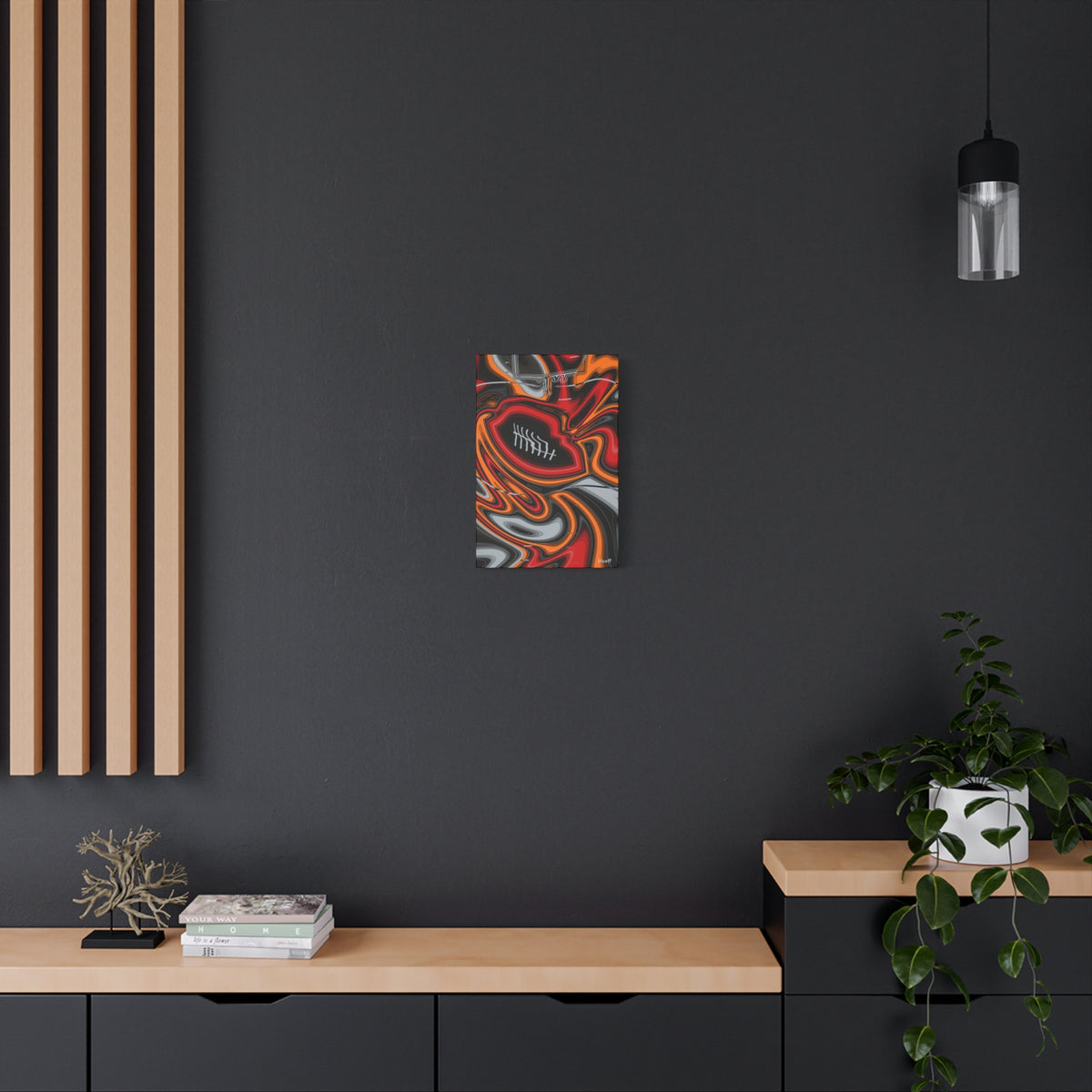 Red, Orange & Pewter Trippy Football Canvas