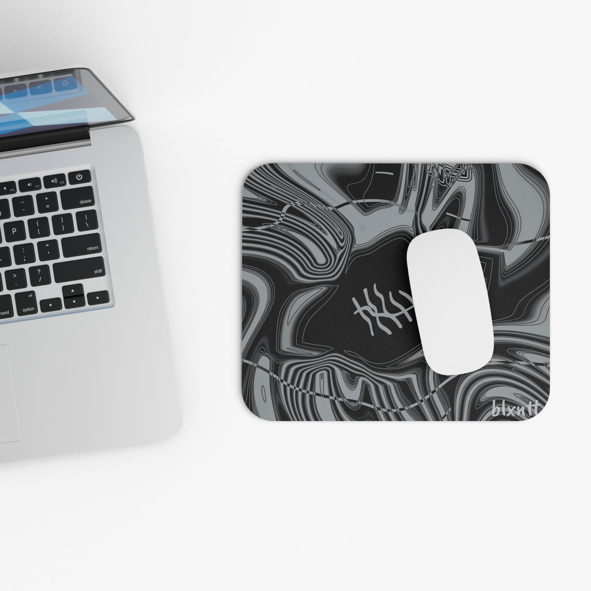 Black & Silver Trippy Football Mouse Pad