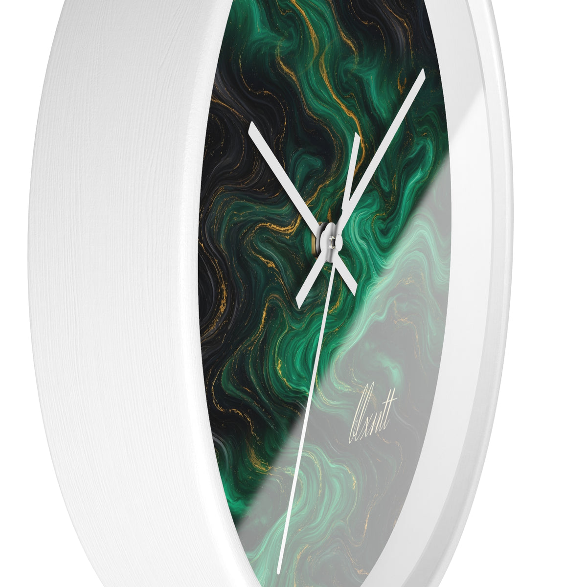 Emerald & Black Marble Wall Clock