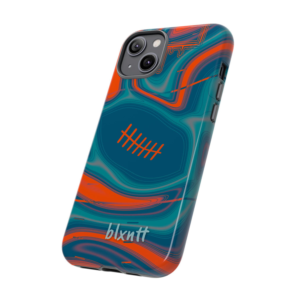 Aqua & Orange Trippy Football Phone Case