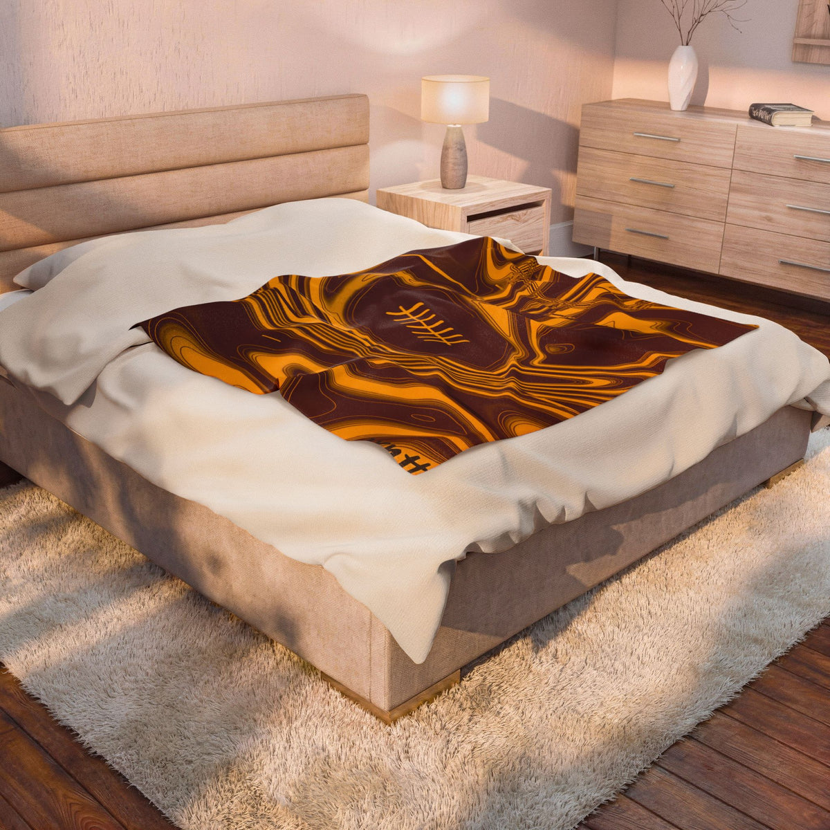 Burgundy & Gold Trippy Football Blanket