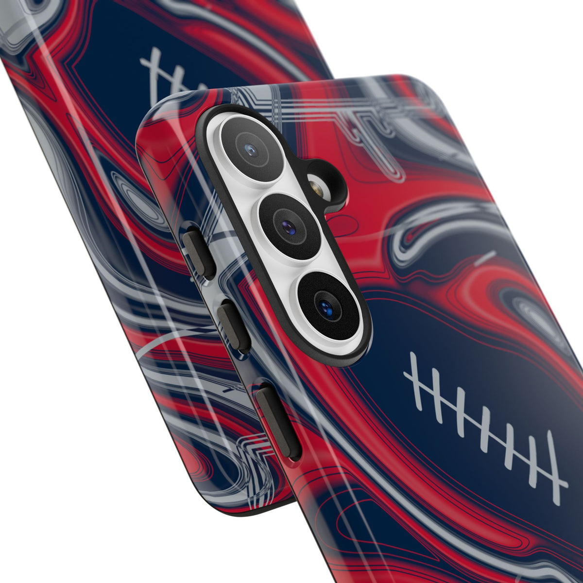 Navy, Red & Silver Trippy Football Phone Case