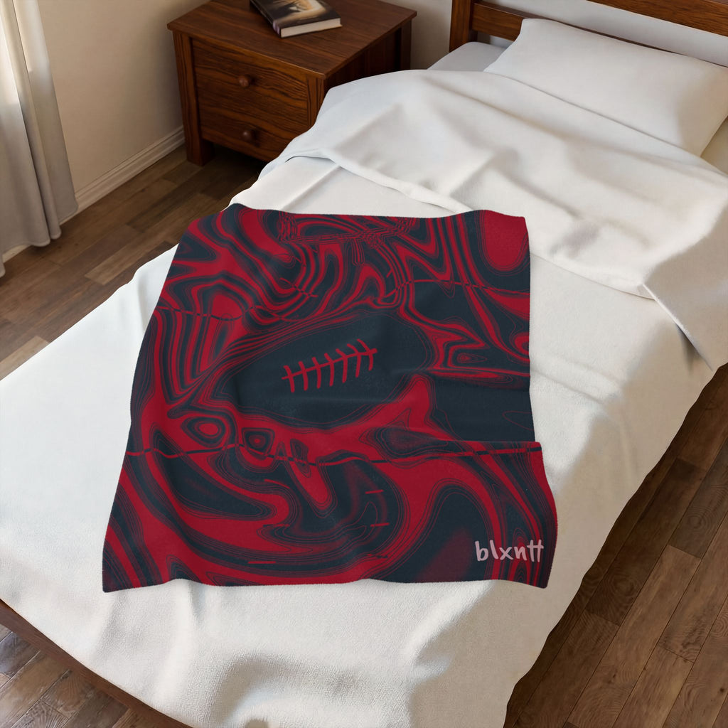 Midnight Navy & Red Trippy Football Blanket