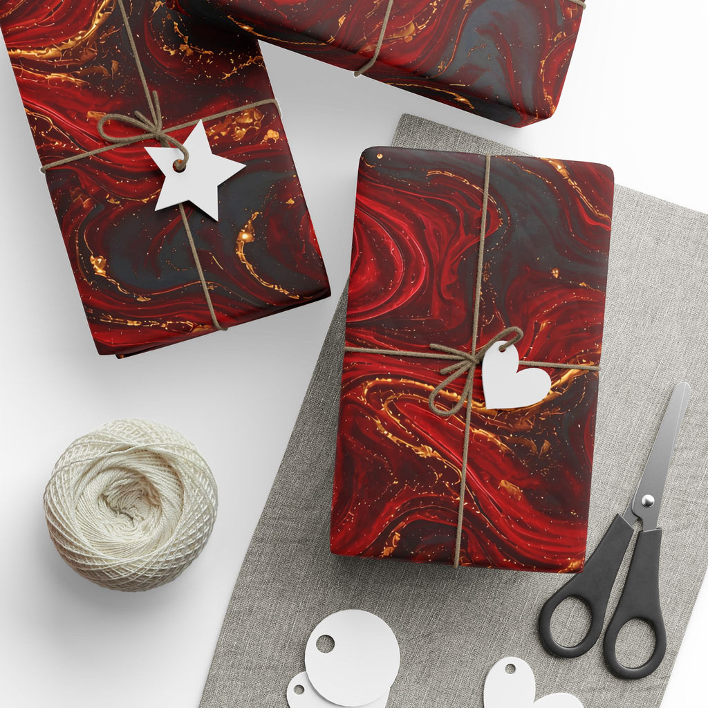Red & Black Marble Wrapping Paper