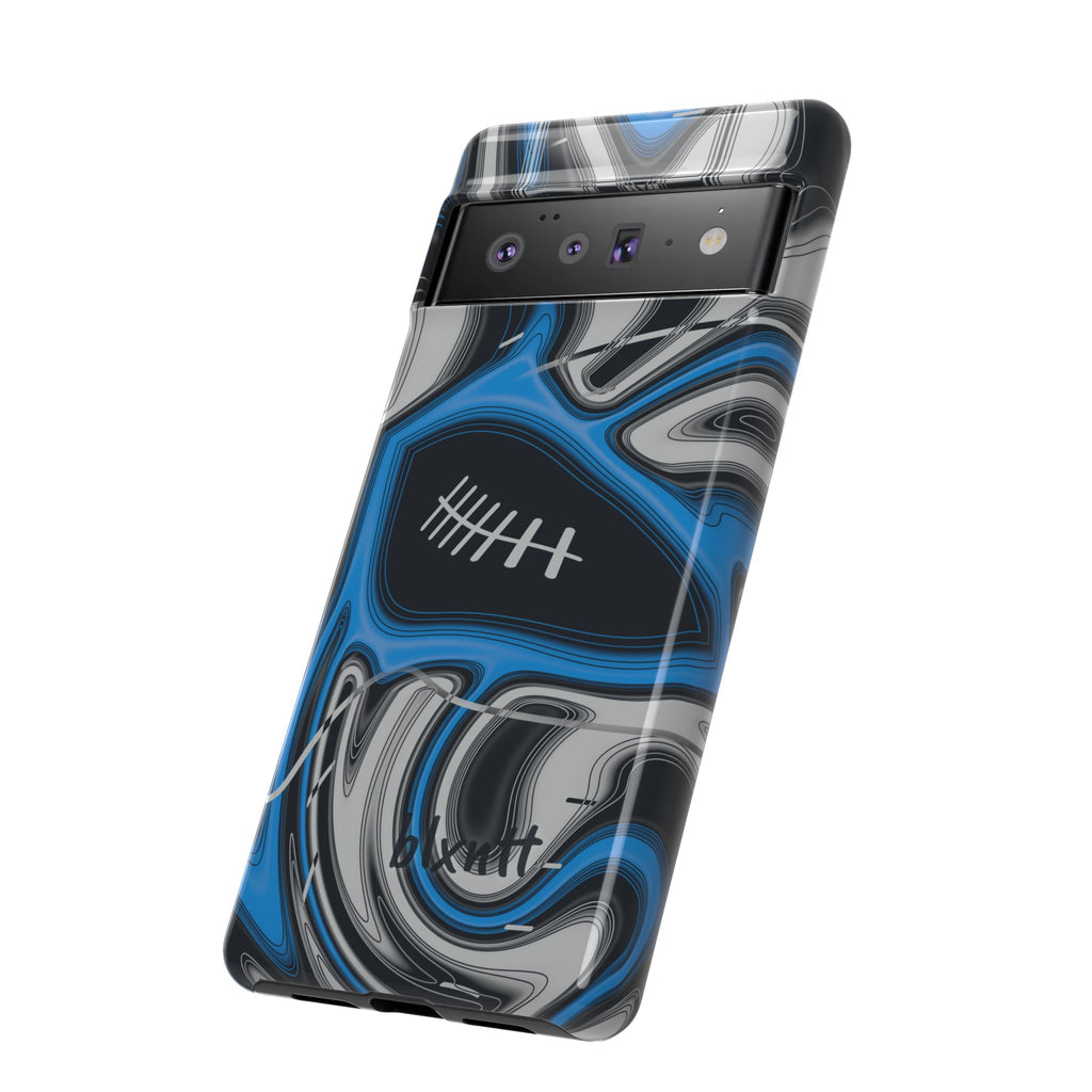 Sky Blue, Black & Silver Trippy Football Phone Case