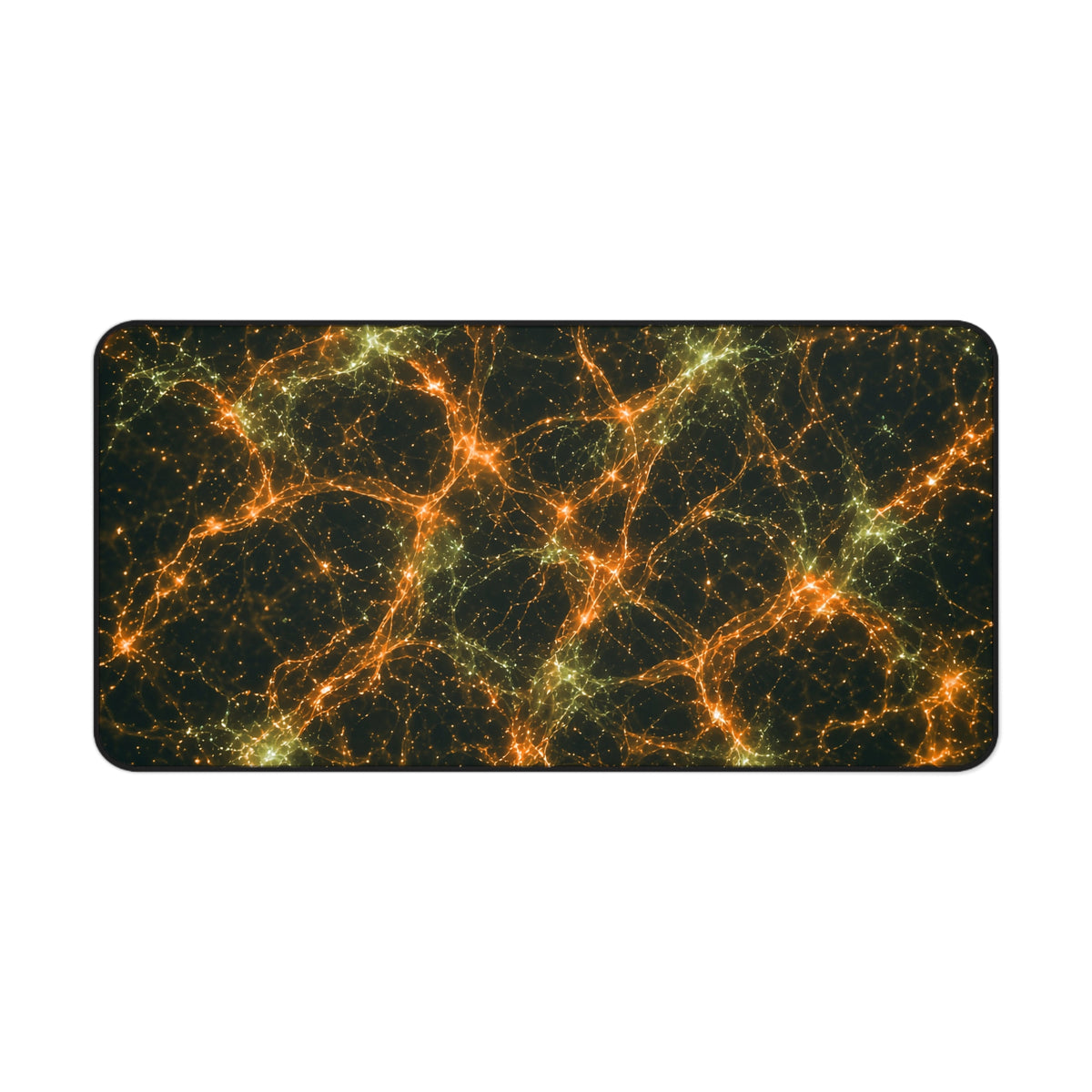Neon Mycelium - Electric Tangerine Teal Desk Mat