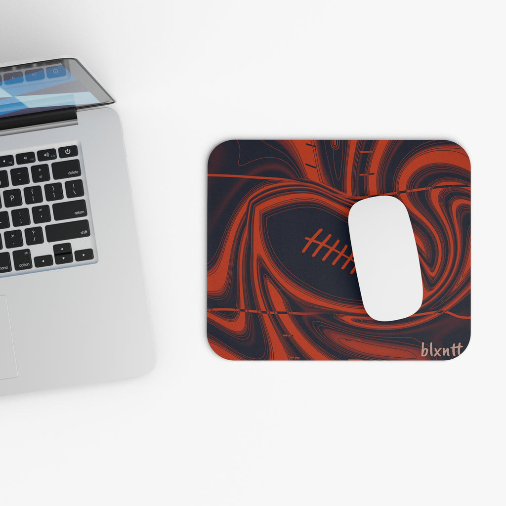 Navy & Orange Trippy Football Mouse Pad