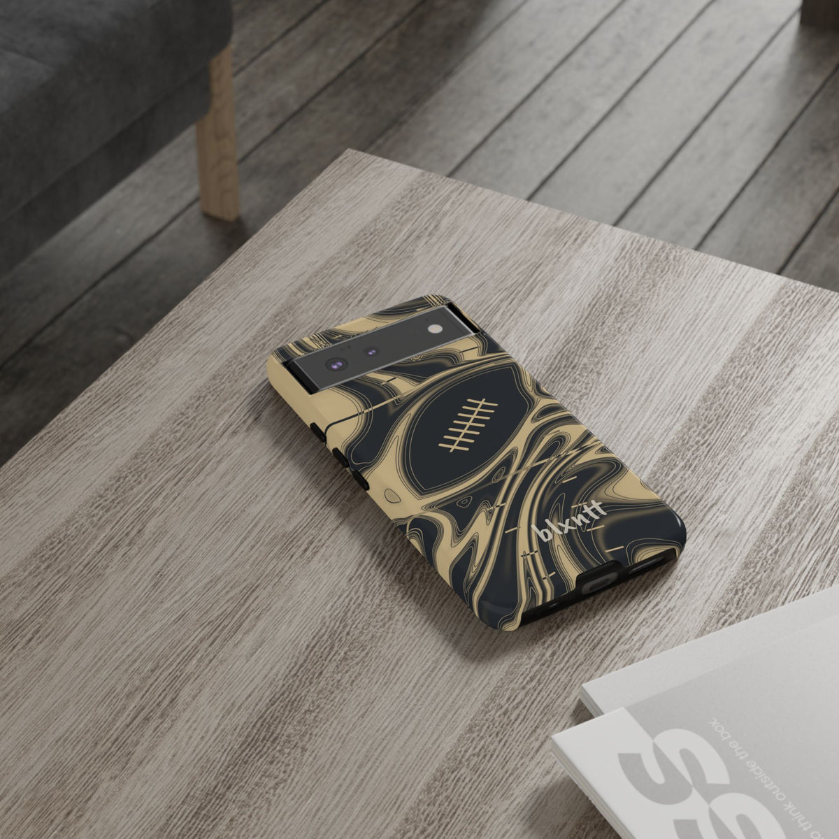 Old Gold & Black Trippy Football Phone Case