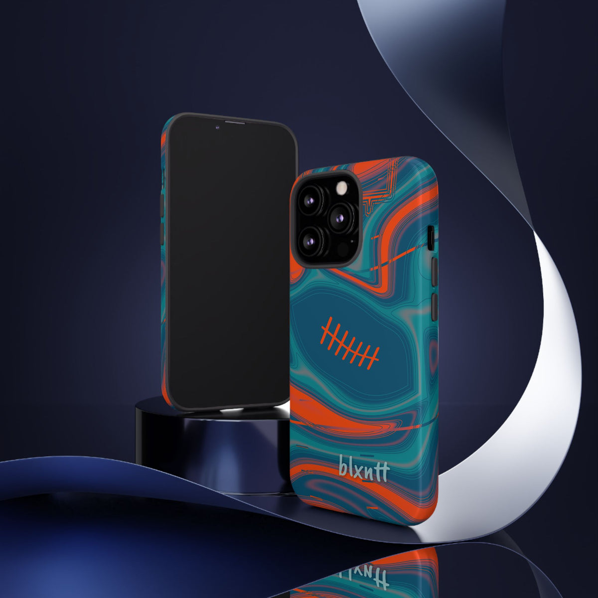 Aqua & Orange Trippy Football Phone Case
