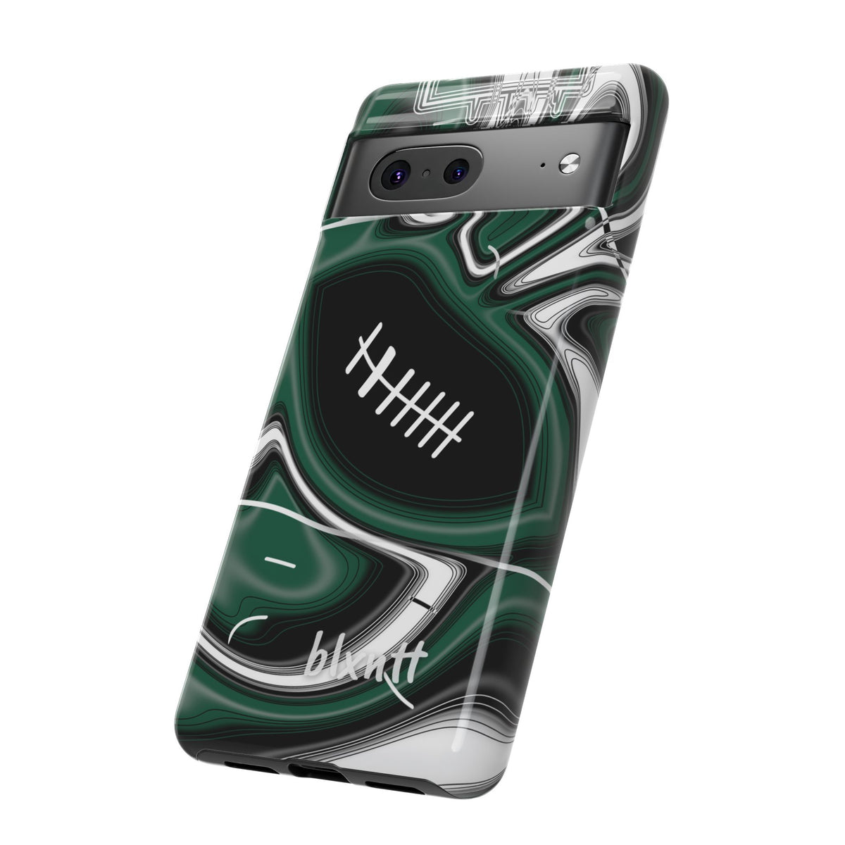Hunter Green & White Trippy Football Phone Case