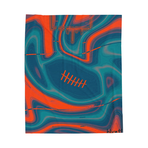 Aqua & Orange Trippy Football Blanket