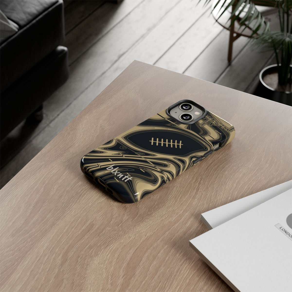Old Gold & Black Trippy Football Phone Case
