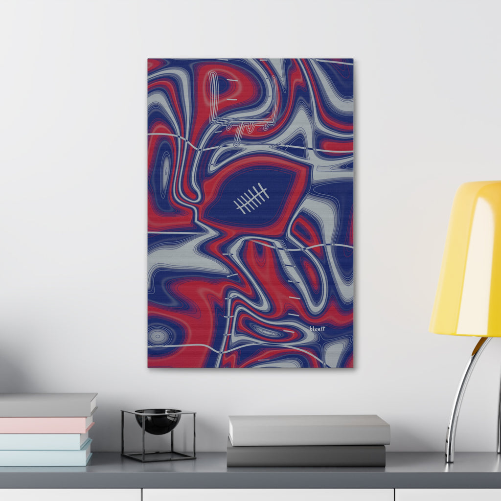 Dark Blue, Red & Gray Trippy Football Glossy Canvas