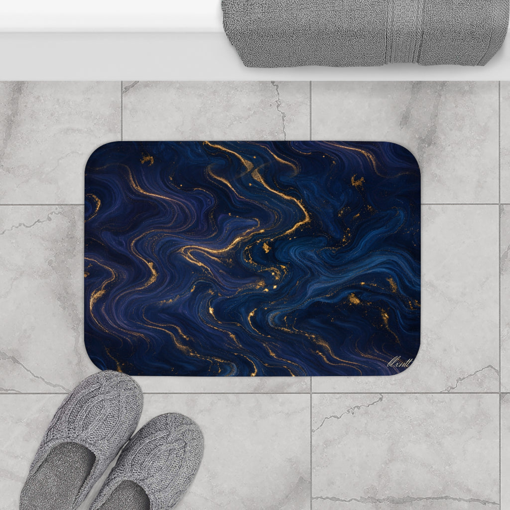 Navy & Gold Marble Bath Mat