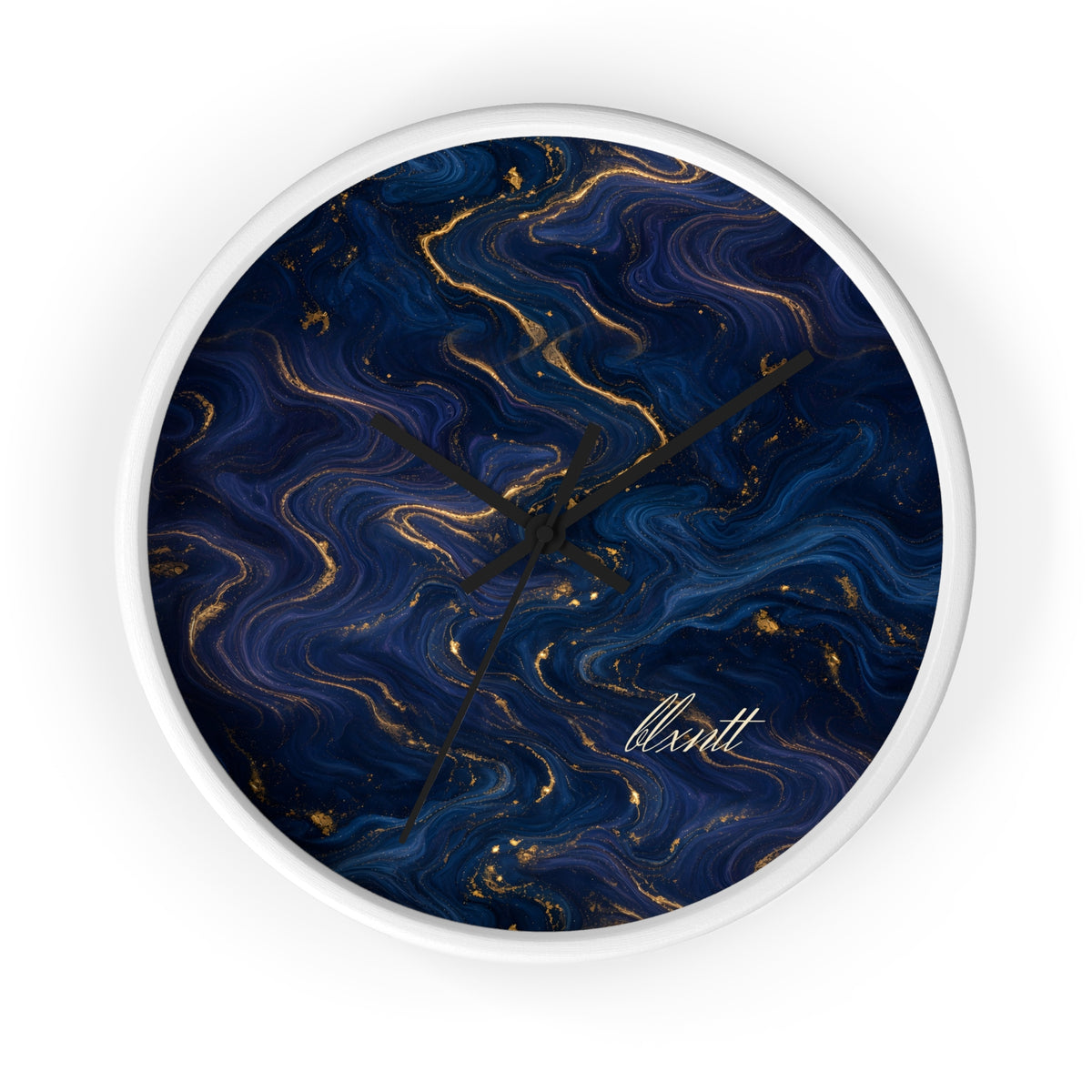 Navy & Gold Marble Wall Clock
