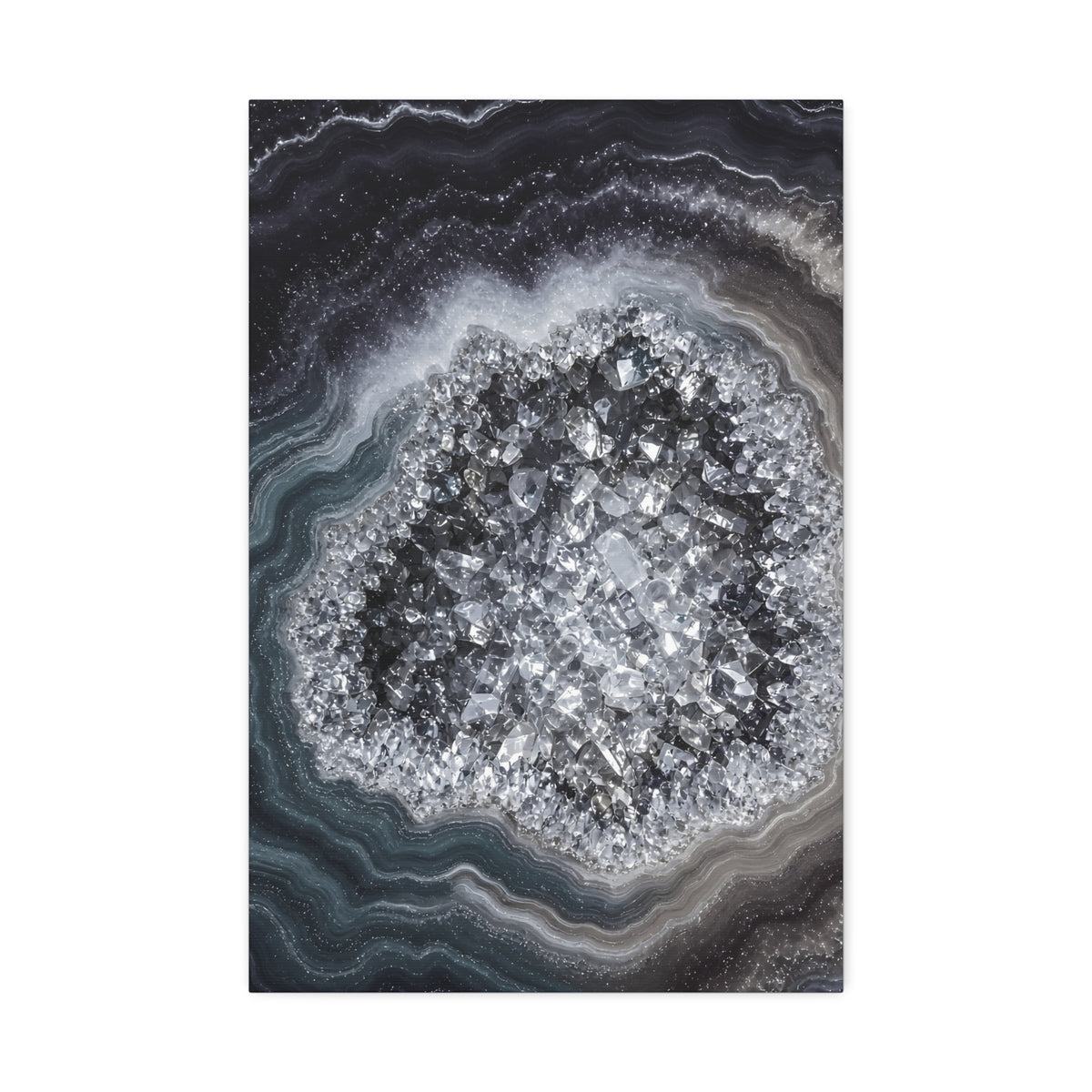 Geode Core - Silver Smoke Glossy Canvas