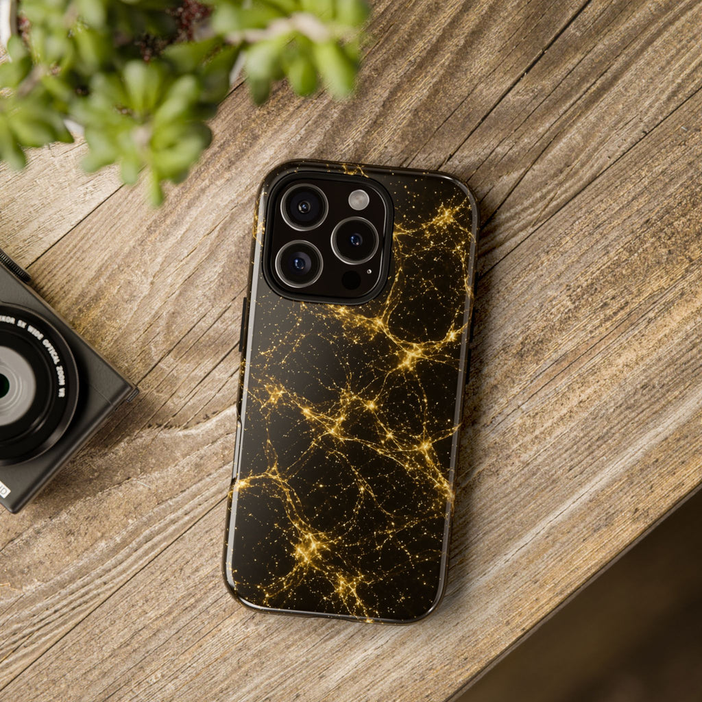 Neon Mycelium - Gold Filigree Phone Case