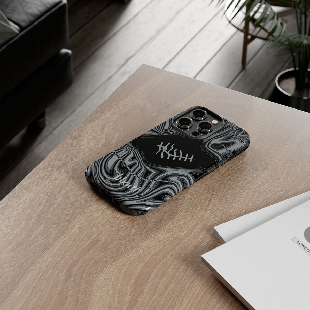 Black & Silver Trippy Football Phone Case
