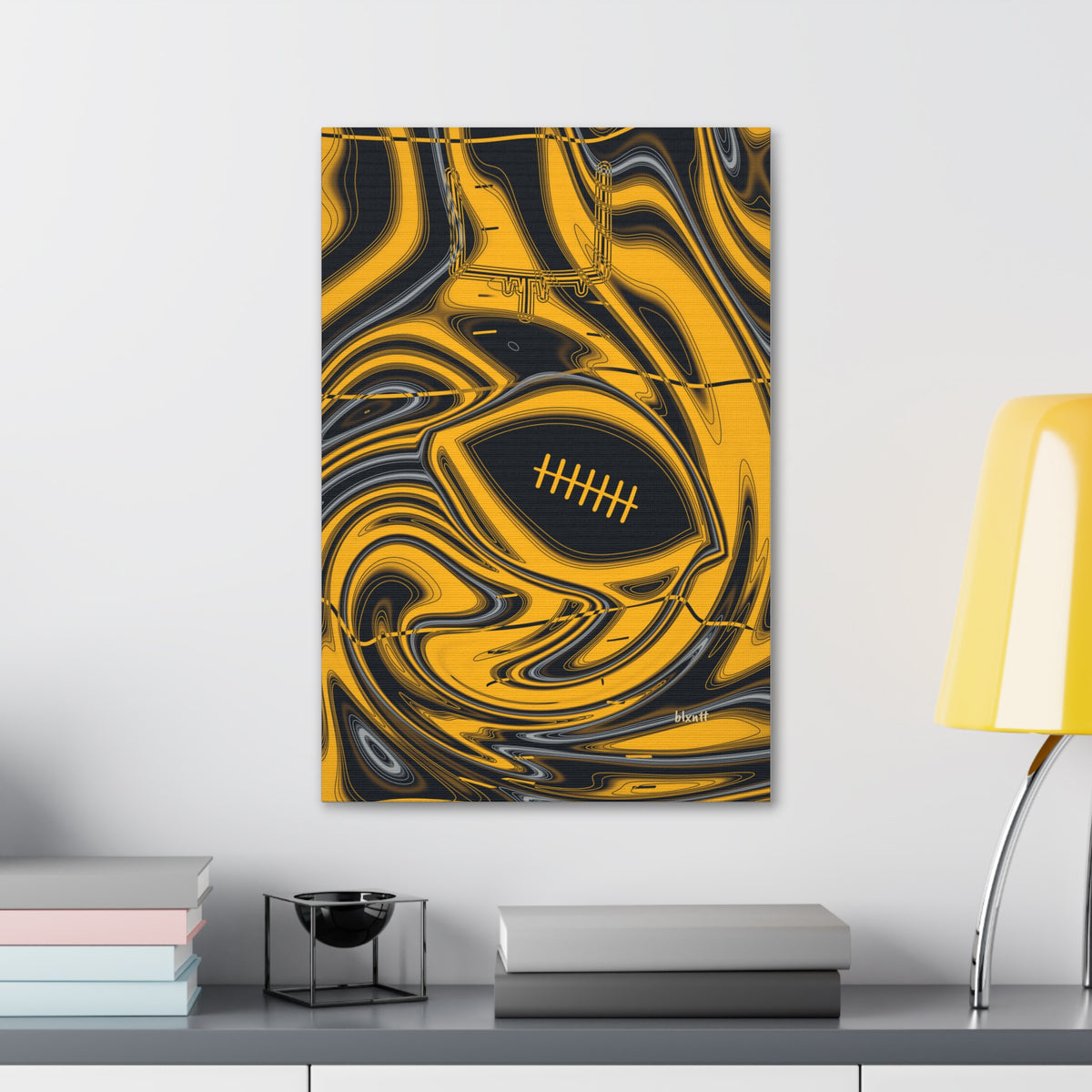 Black & Gold Trippy Football Glossy Canvas