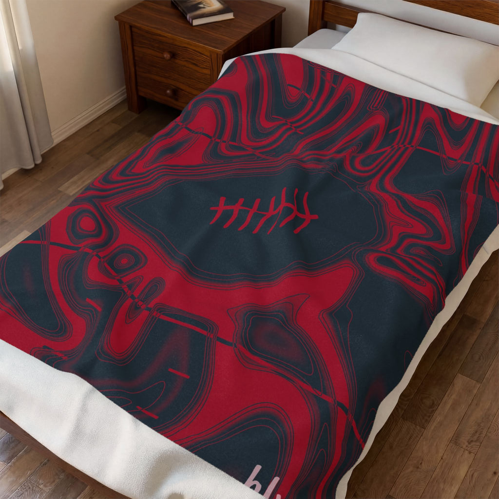 Midnight Navy & Red Trippy Football Blanket