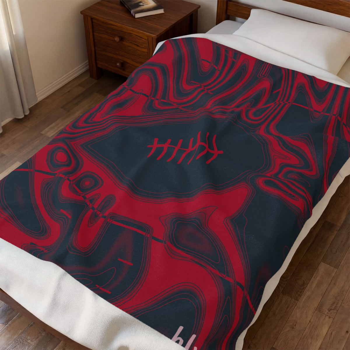 Midnight Navy & Red Trippy Football Blanket