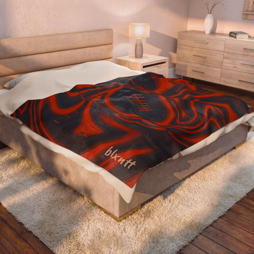 Navy & Orange Trippy Football Blanket