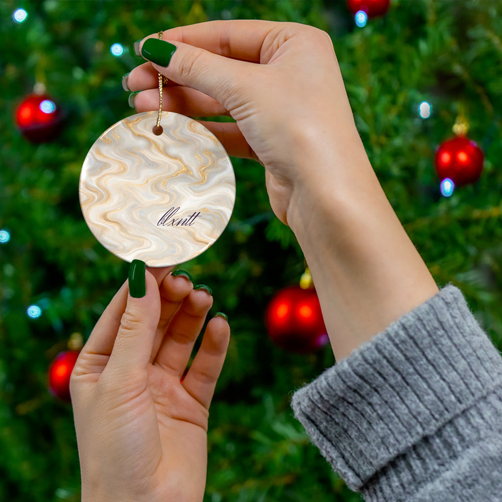 White & Gold Marble Ornament