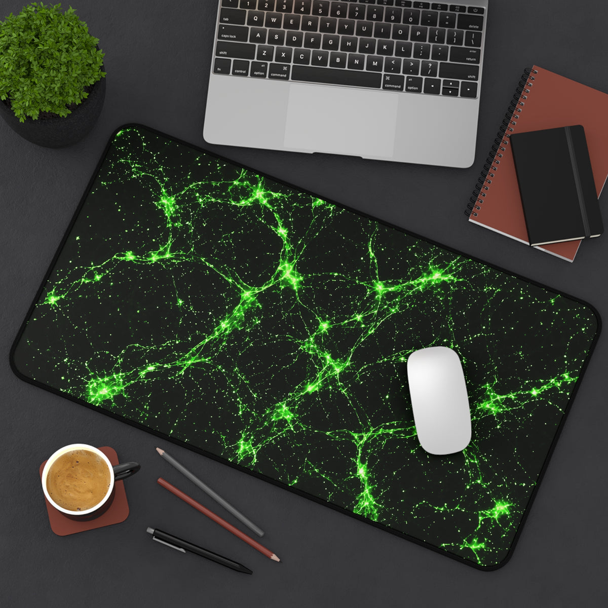Neon Mycelium - Toxic Lime Desk Mat