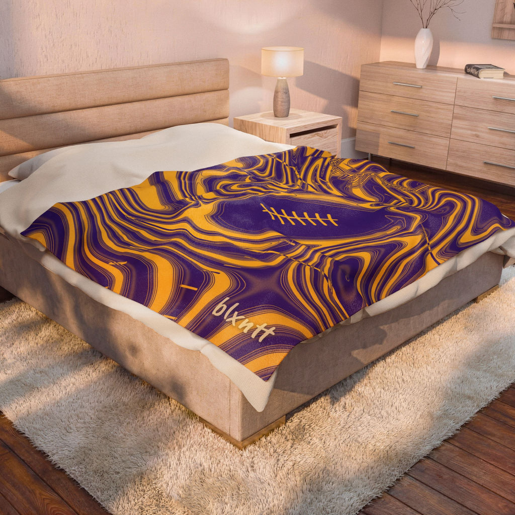 Purple & Gold Trippy Football Blanket