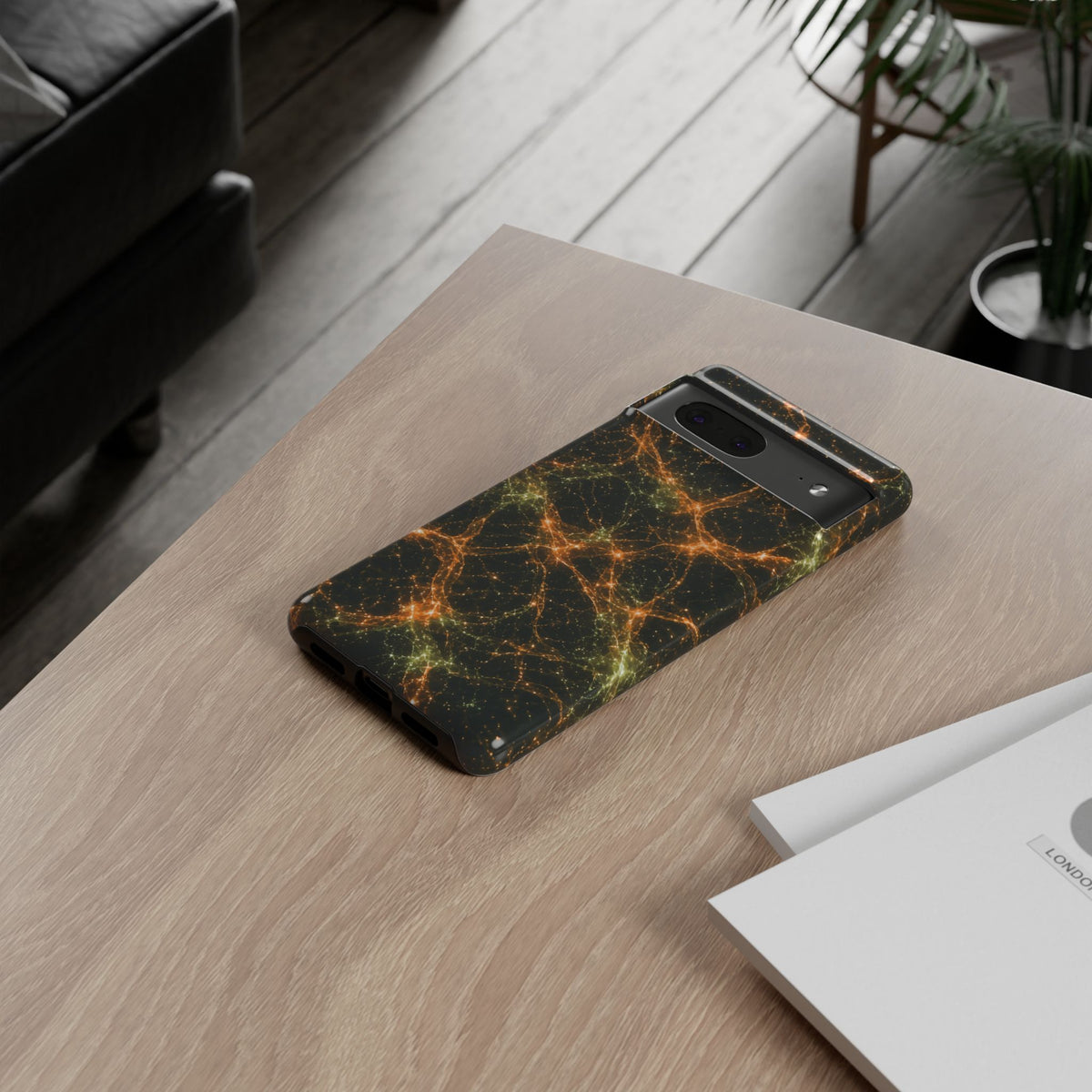 Neon Mycelium - Electric Tangerine Teal Phone Case