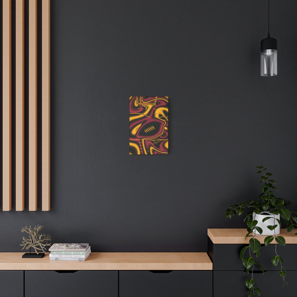 Cardinal Red, Black & Gold Trippy Football Canvas