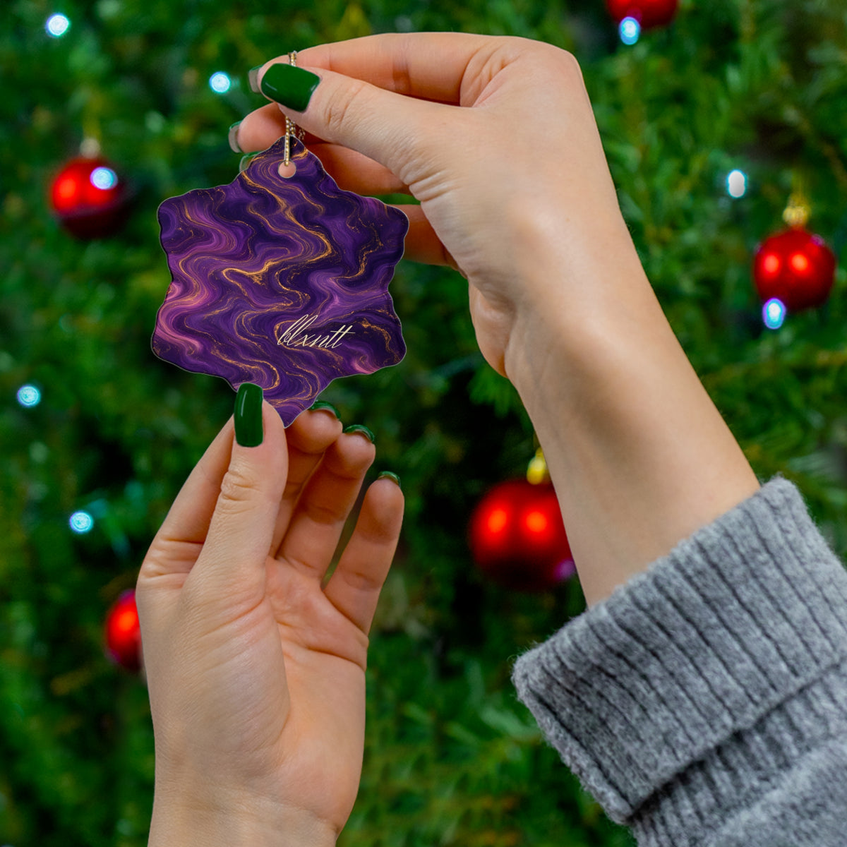 Royal Purple Marble Ornament