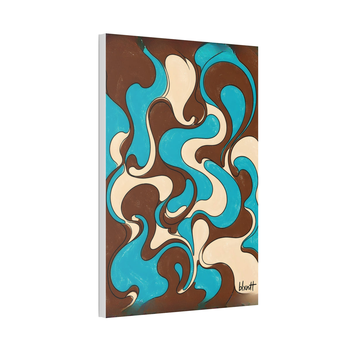 Fillmore Flow - Turquoise & Chocolate Glossy Canvas