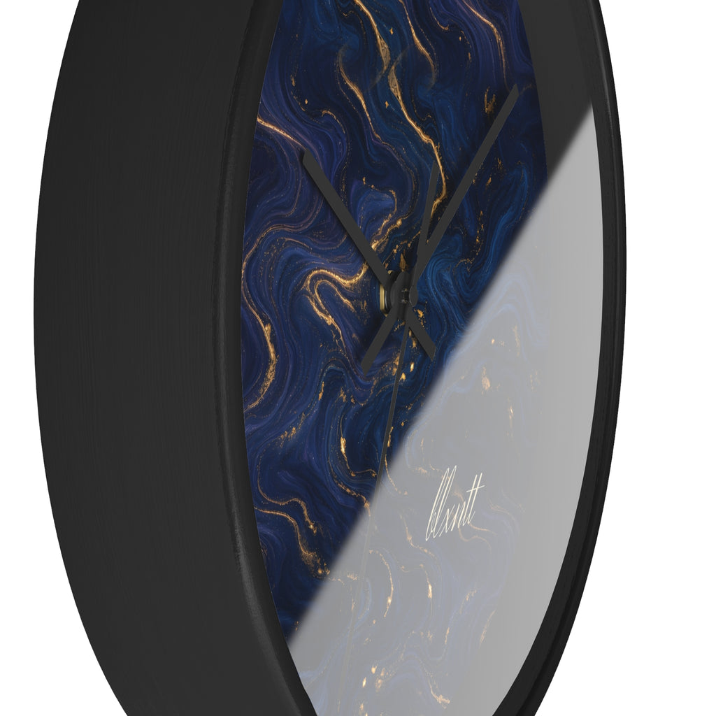 Navy & Gold Marble Wall Clock