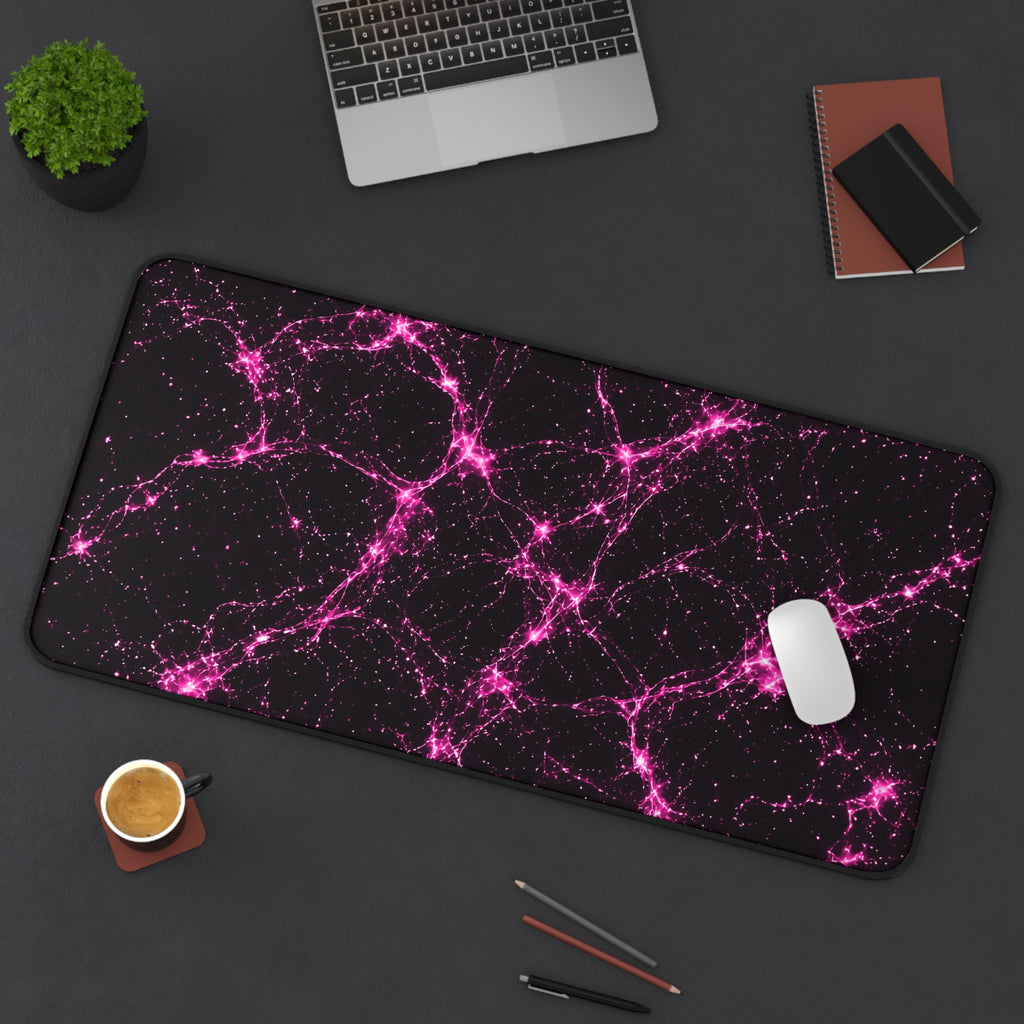 Neon Mycelium - Hot Pink Pulse Desk Mat