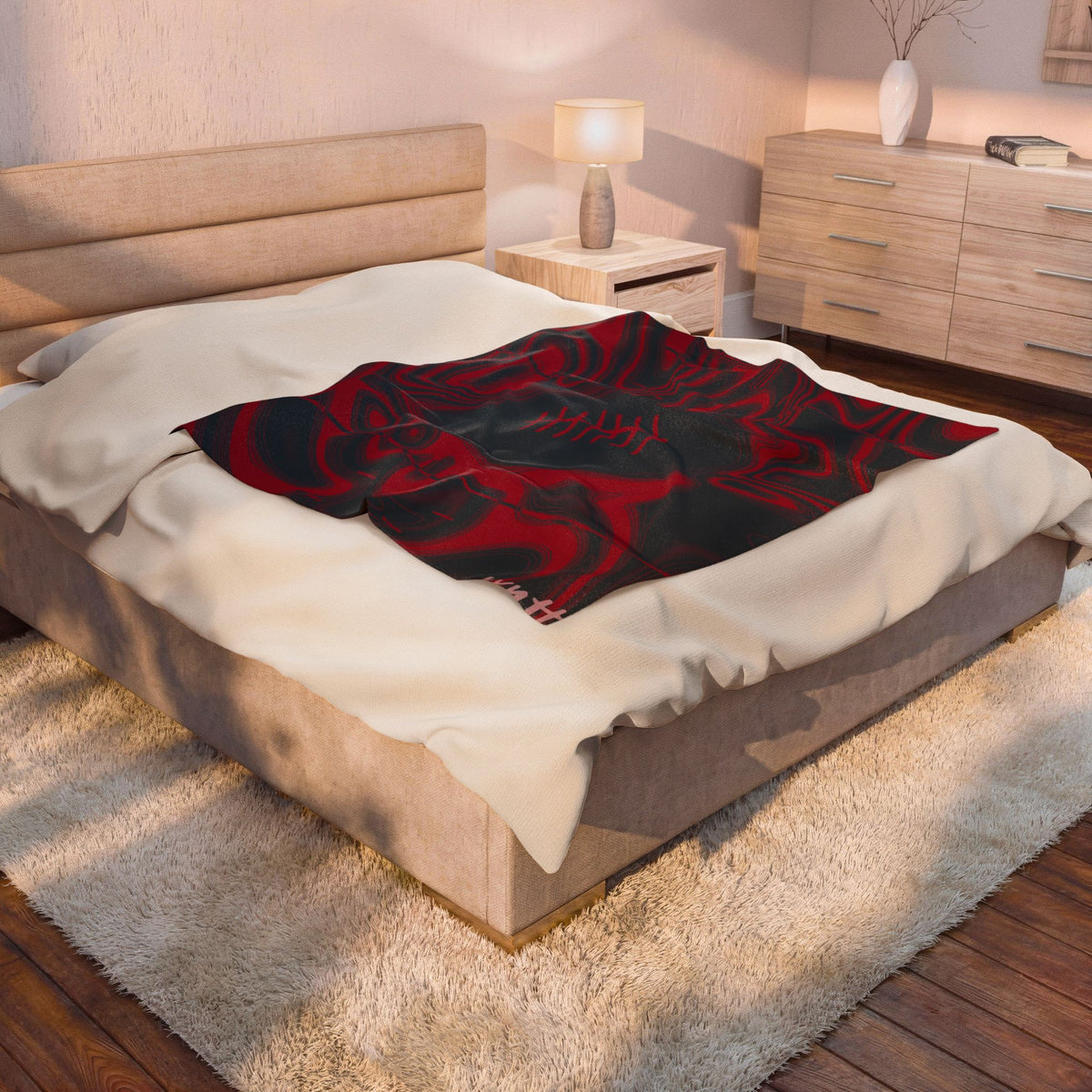 Midnight Navy & Red Trippy Football Blanket