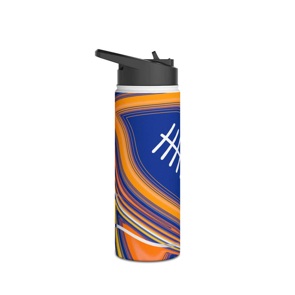 Royal Blue & Yellow Trippy Football Water Bottle