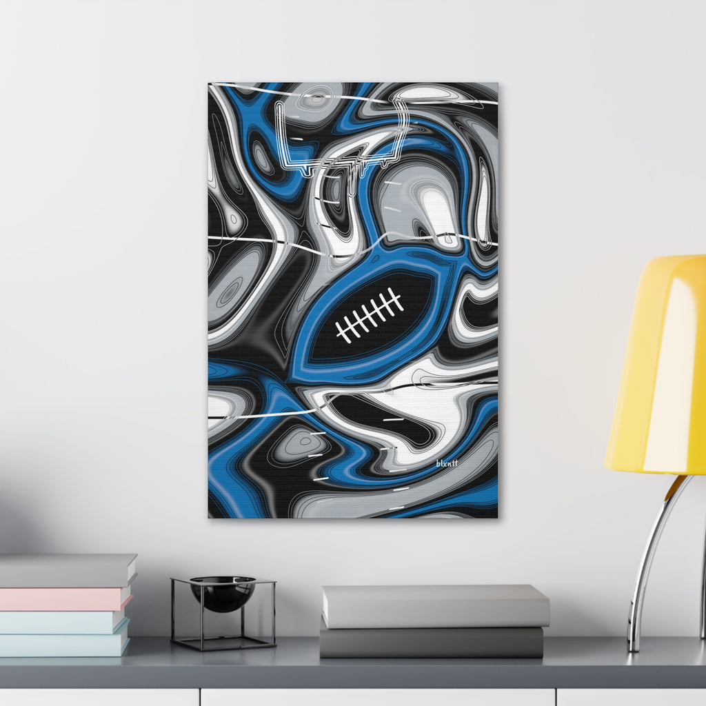 Bright Blue & Silver Trippy Football Glossy Canvas