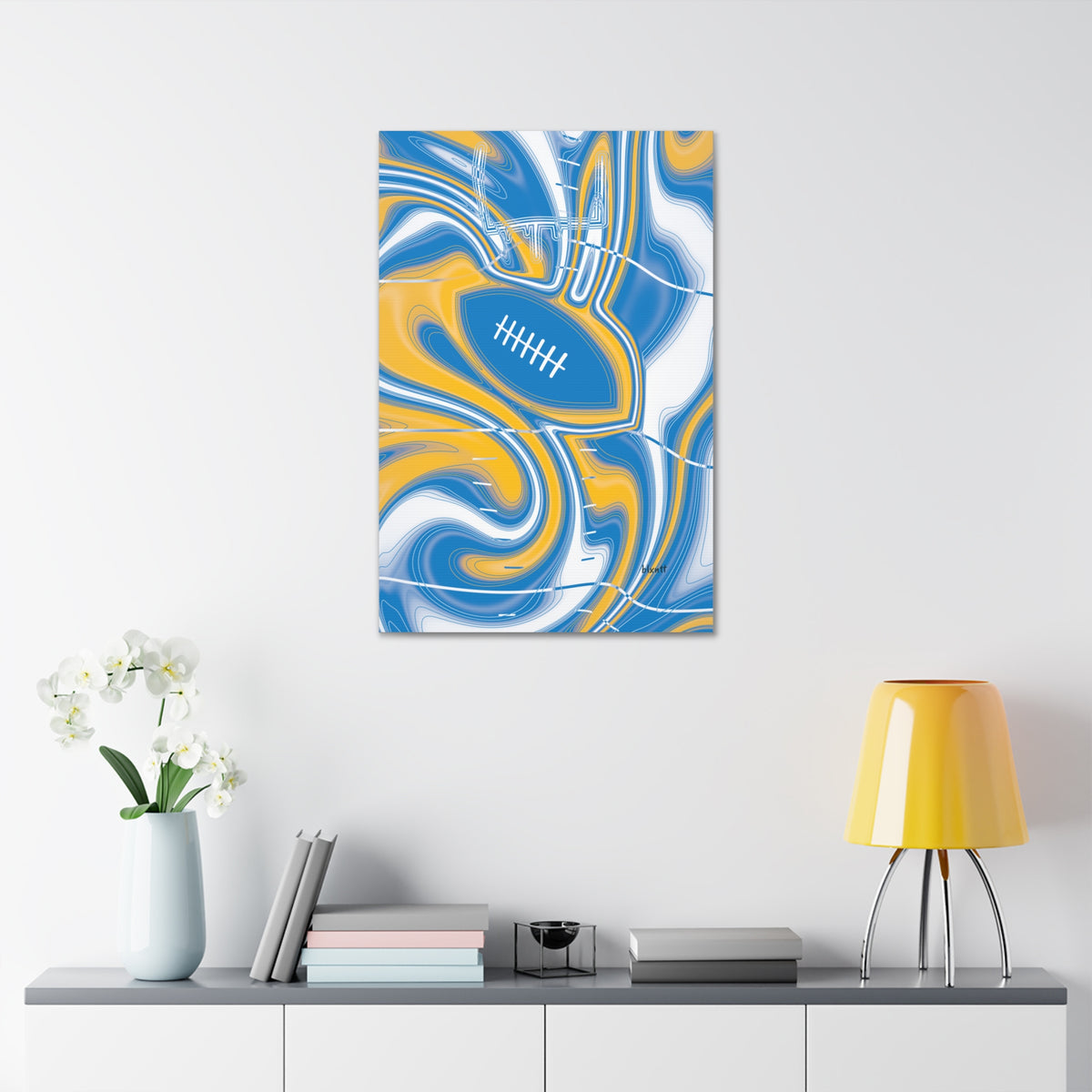 Powder Blue & Gold Trippy Football Glossy Canvas