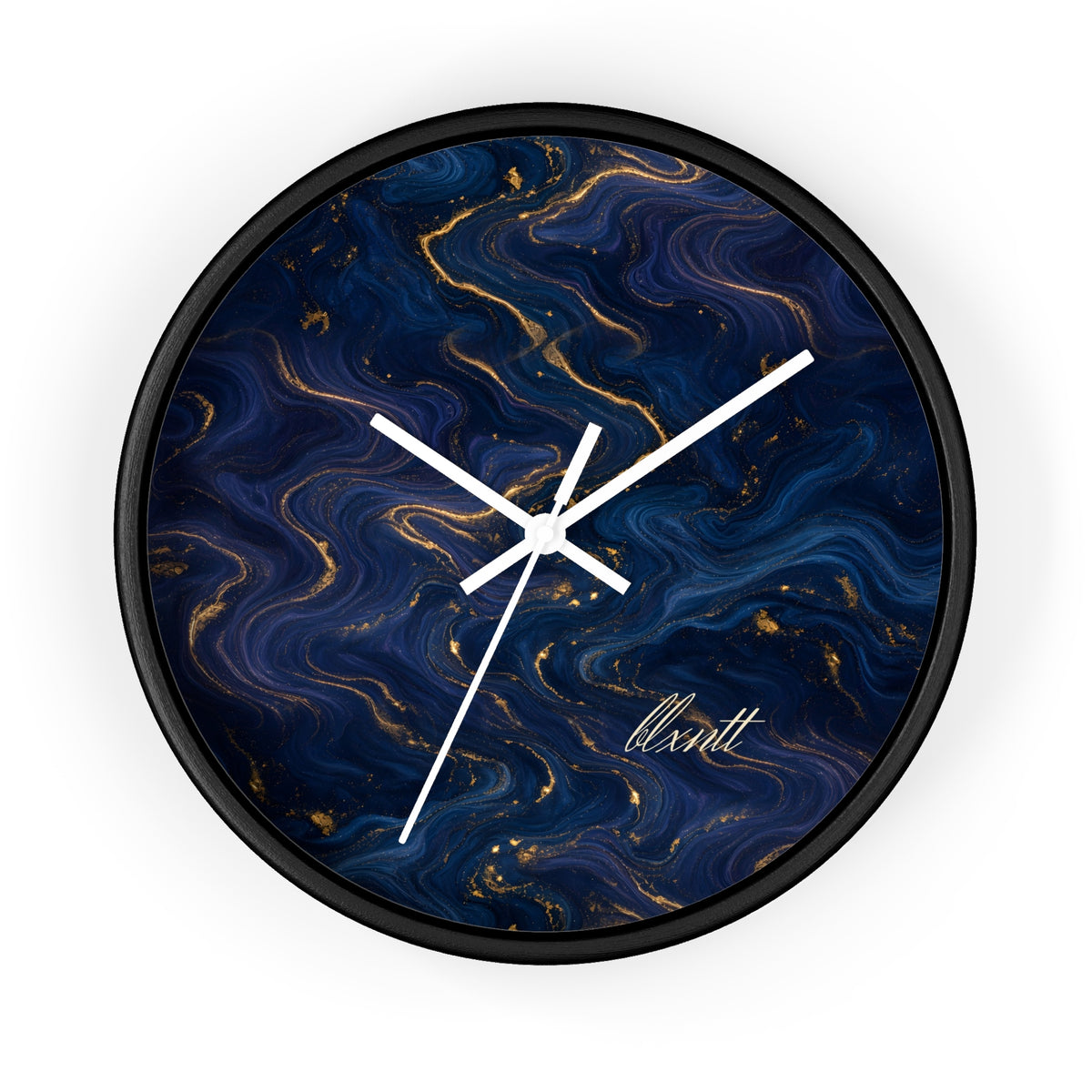 Navy & Gold Marble Wall Clock