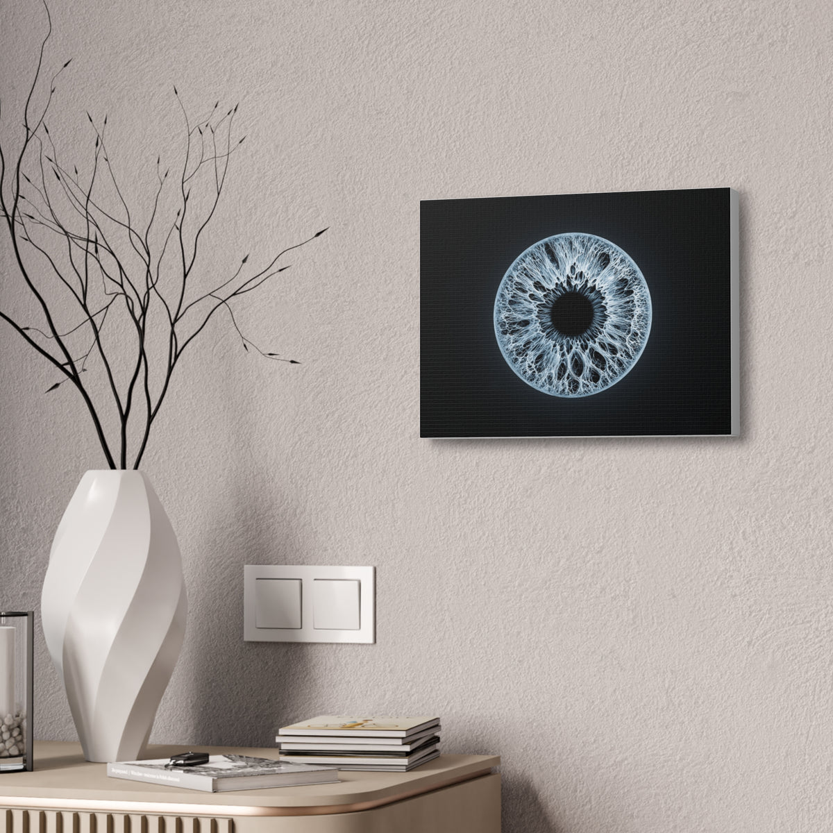 BLXNTT Iris – Lace Web Ice Blue Glossy Canvas