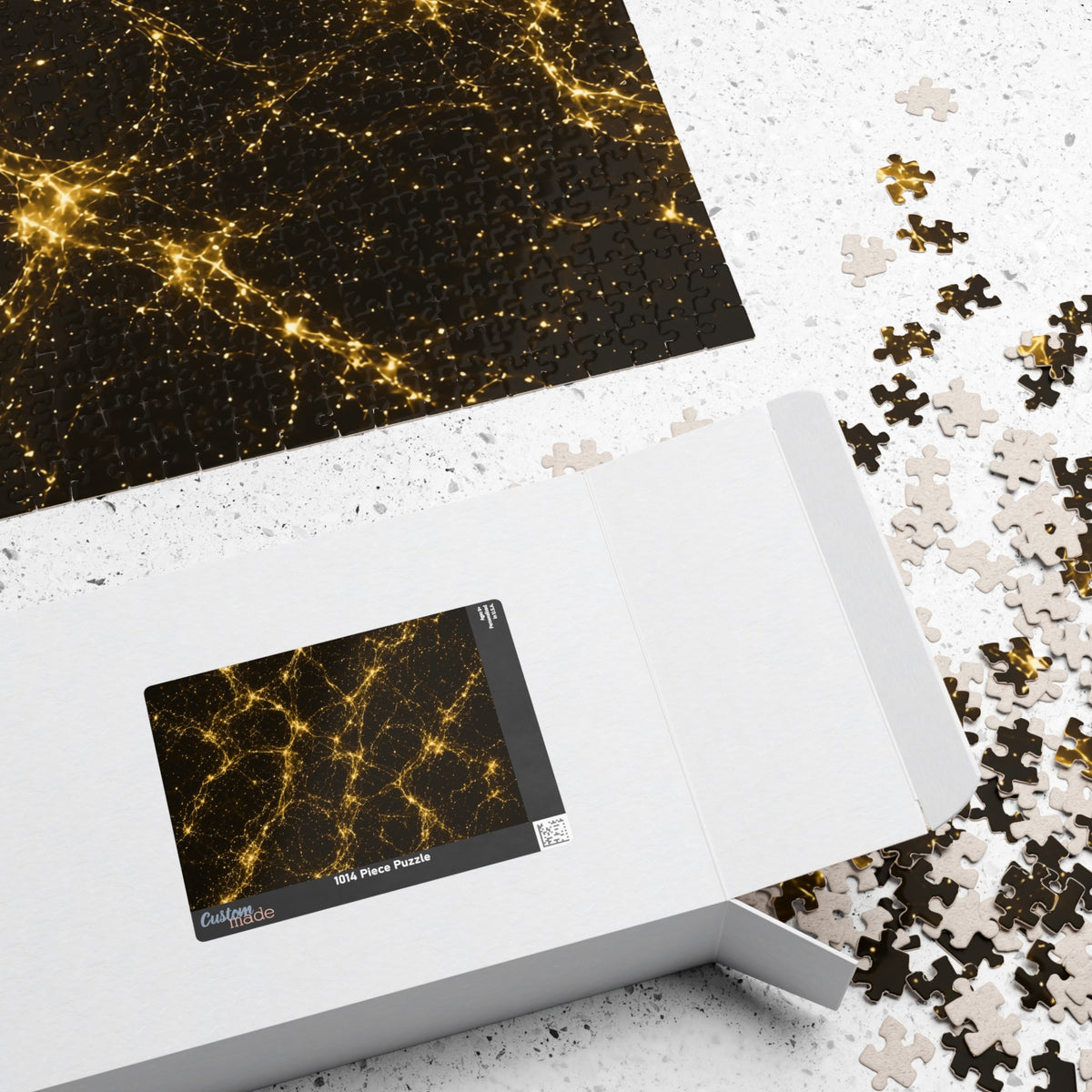 Neon Mycelium - Gold Filigree Jigsaw Puzzle