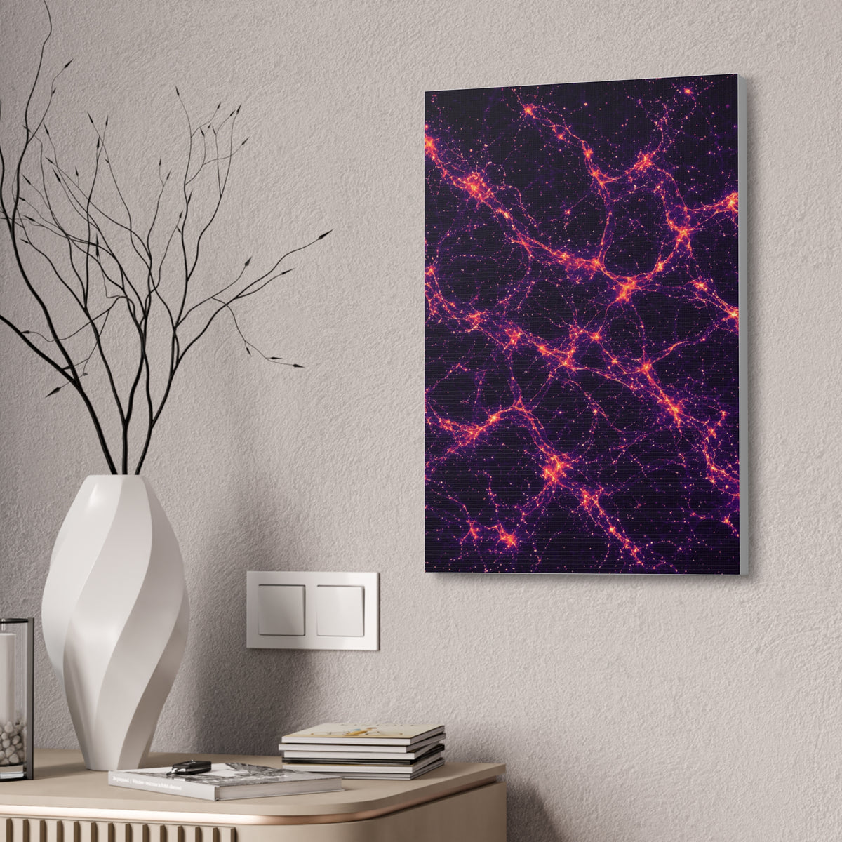 Neon Mycelium - Sunset Synapse Glossy Canvas