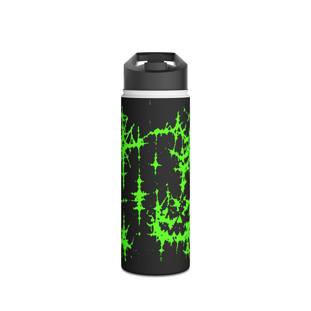 Green Spiderweb Pumpkin Water Bottle