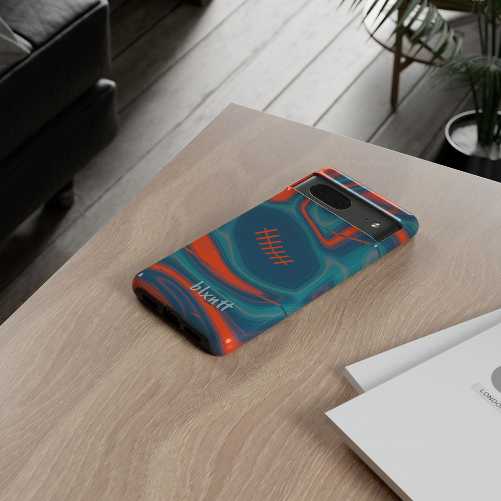 Aqua & Orange Trippy Football Phone Case