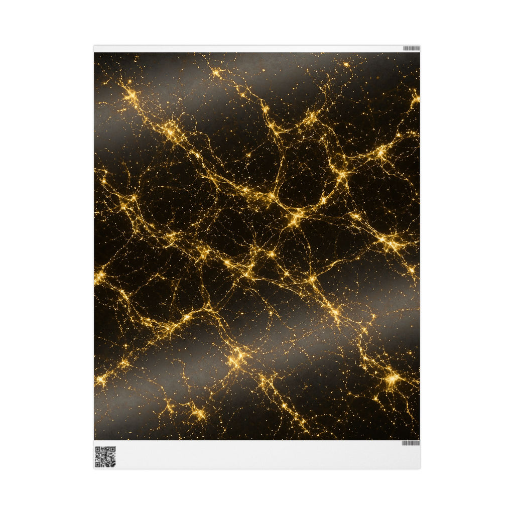 Neon Mycelium - Gold Filigree Wrapping Paper