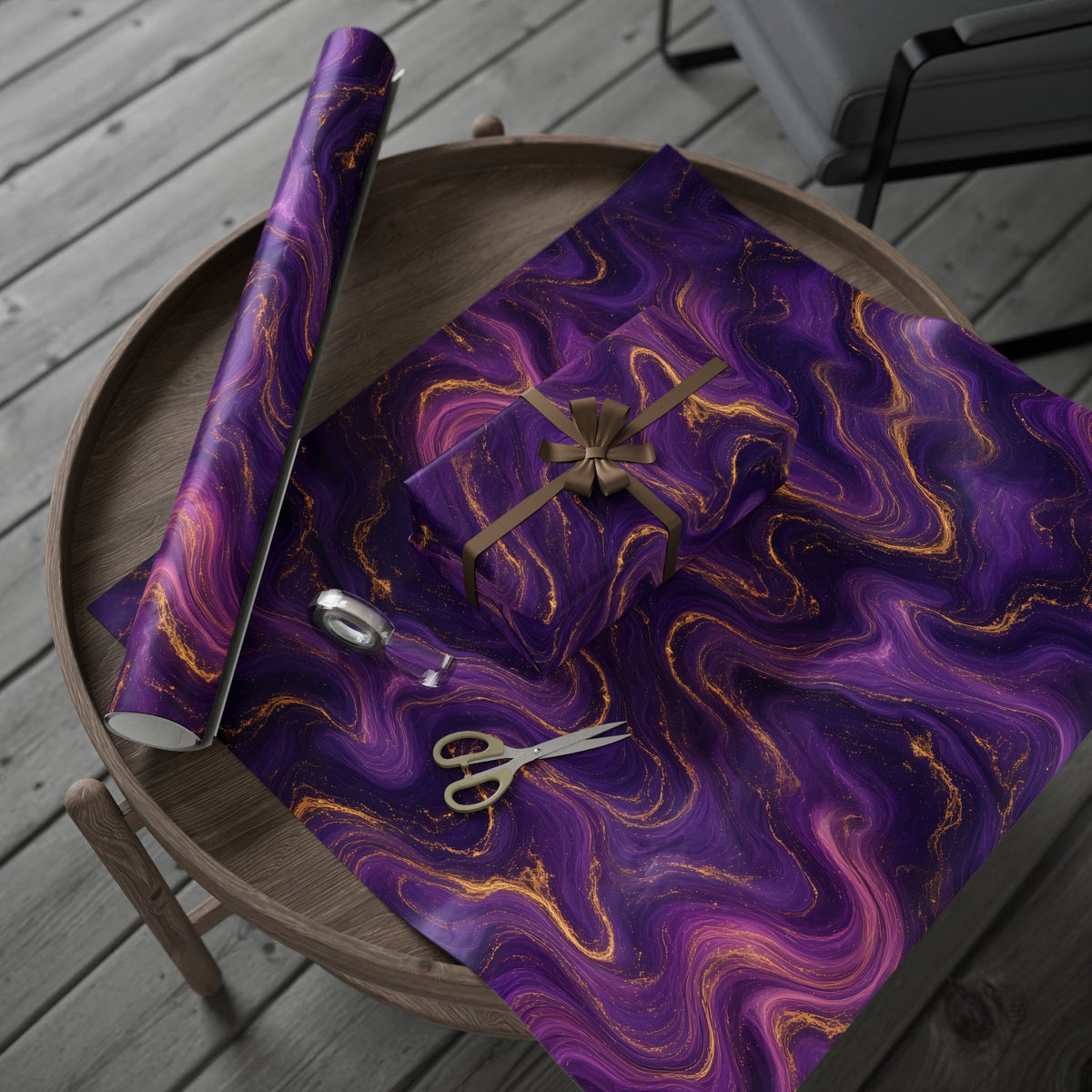 Royal Purple Marble Wrapping Paper